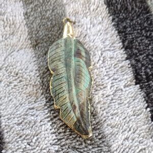Gold and Green Leaf Pendant